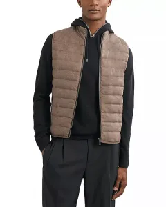 Стеганый жилет из ворсистой трикотажной ткани. Reiss, бежевый