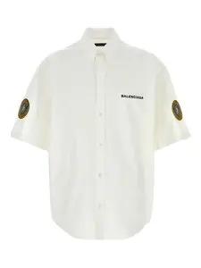 Рубашка с короткими рукавами и вышивкой BALENCIAGA, белый