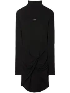 Платье мини с длинными рукавами и драпировкой OFF-WHITE, черный