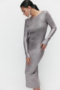 Блестящее платье с круглым вырезом H&M, серебряный