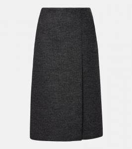 Юбка миди из чистой шерсти Prada, Ardesia