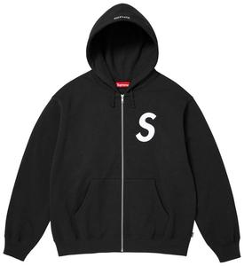 Толстовка Supreme с логотипом S на молнии и капюшоном, черная