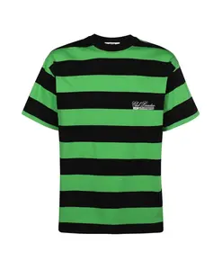 Полосатая хлопковая футболка Msgm, зеленый