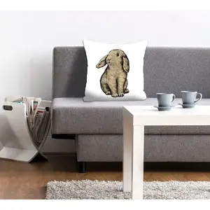 Декоративная подушка queence Eilert с сидящим кроликом Queence, Braun + bedruckt