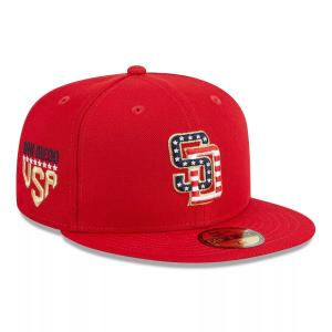 Мужская облегающая шляпа New Era Red San Diego Padres 2023 Четвертое июля 59FIFTY