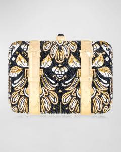 Клатч Valise Voyage с кристаллами Judith Leiber Couture, цвет Champagne Jet Multi