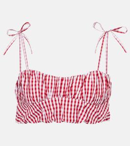 Мира клетчатая хлопковая поплиновая кроп-топ Faithfull, Red Gingham