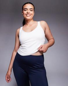 4505 Curve Гладкий Бесшовный топ с V-образным вырезом и бюстгальтером-полкой, пергаментный