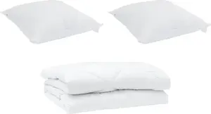 Летнее одеяло с подушкой, 3 шт., белое, микрофибра vidaXL