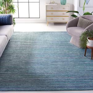 Ковер SAFAVIEH, 244 x 305 см, - коллекция Elements - большой - Aqua, ручной работы, полосатый узор, идеально для гостиной, спальни, офиса, столовой (ELM701J)