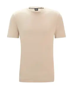 Хлопковая футболка с круглым вырезом Boss, бежевый