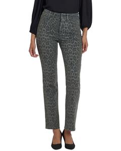 Джинсы прямого кроя NYDJ Petite Marilyn с леопардовым принтом и листьями винограда Nydj, зеленый