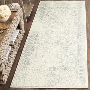 Ковер-дорожка SAFAVIEH, 77 x 366 см, Adirondack Collection - Ivory & Slate, дизайн в восточном стиле с эффектом потертости, не линяет и прост в уходе, идеален для помещений с высокой проходимостью в гостиной, спальне (ADR109S)