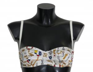 Элегантный белый бюстгальтер-стрейч с принтом «Матрос» Dolce & Gabbana