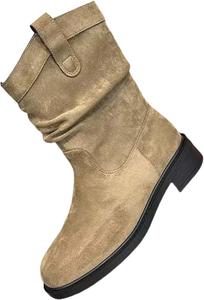 Женские ботильоны с боковой молнией, короткие ботинки, отдельная пара для женщин, повседневная обувь, высокие ботинки с протекторной подошвой Generic, Coffee