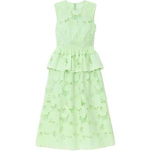 Платье миди с кружевными деталями Self-portrait, зеленый