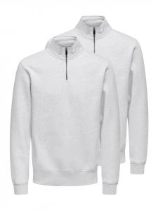 Толстовка ONLY & SONS, светло-серый меланж