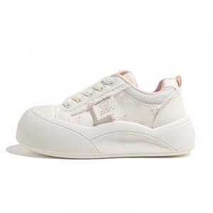 HUANQIU Высокие дышащие нескользящие низкие скейтборд кроссовки Women's Beige Pink