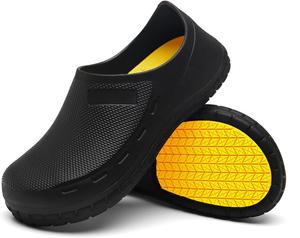 Мужские туфли повара, противоскользящие, водонепроницаемые, мужские сабо, удобная обувь для медсестры, садовника, для работы в помещении и на улице, для кухни, офиса, пляжа Jswei, черный