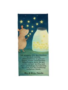 Mr. & Mrs. Panda Банное полотенце с изображением мышки и звездочек, с надписью, выполненной в пастельно-желтых тонах