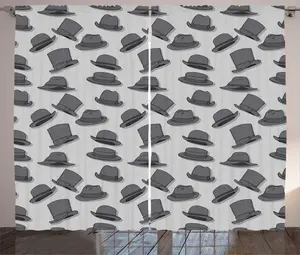 Штора ABAKUHAUS в черно-сером деревенском стиле с рисунком в виде колец, присборенная штора из тесьмы для спальни с петлями и крючками, 280 x 225 см, бледно-серый и темно-серый Abakuhaus