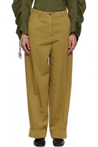 Хлопковые брюки с манжетами Dries Van Noten, хаки