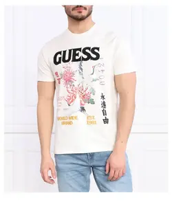 Футболка с коллажем «Токио» Regular fit Guess Jeans, белый