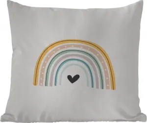 Подушка для улицы - Радуга - Сердце - Горошек - Пастель - Детская - 40x40 см - Водонепроницаемая - Подушка для отдыха - Подушка - Внутренняя часть - Обивка с рисунком MuchoWow
