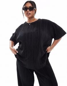 Футболка свободного кроя с плиссе черного цвета Only Curve