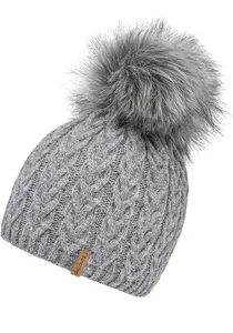Шапка-помпон для отдыха "Tabea Hat" со съемным помпоном из искусственного меха Chillouts, серый