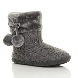 Вязаные блестящие ботильоны на плоском каблуке AJVANI, серый