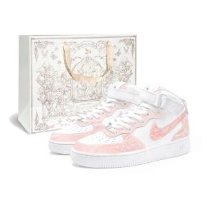Женские кроссовки Air Force 1 Mid top White/Pink Nike, розовый
