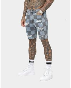 Мужские джинсовые шорты в винтажном стиле в клетку SAINT MORTA, Stone wash blue