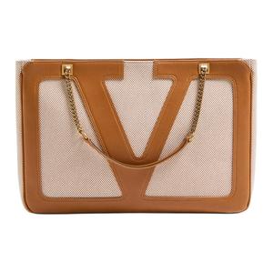 Valentino Гарвани холщовая портативная сумка через плечо среднего размера унисекс натуральная и коричневая