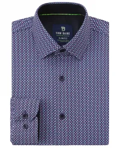 Мужская облегающая рубашка с длинным рукавом Performance с принтом Tom Baine, синий