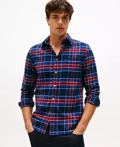 Мужская фланелевая рубашка в клетку тартан Tommy Hilfiger, мультиколор
