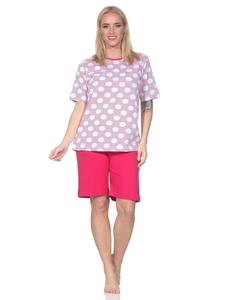 NORMANN Пижама с короткими рукавами, пижама-шорты в горошек, розовая