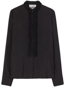 Jil Sander рубашка с оборками и длинными рукавами, черный