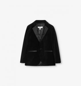 Блейзер из эластичного хлопка с бархатной текстурой 3-9 лет Reiss, черный