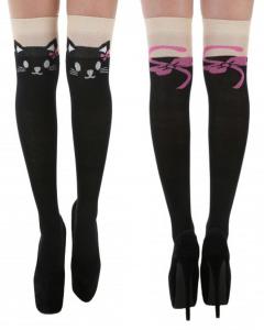 Гольфы Pamela Mann Cat Over The Knee Socks with Tail, черный