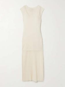 Платье миди Ada из хлопковой смеси с многослойным ребристым узором Loulou De Saison, желтый