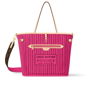 LOUIS VUITTON Сумка Neverfull Bandouliere Mm наизнанку с монограммой и розовым Пондичерри