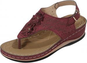Эргономичные сандалии на клиновидной подошве с разделителем для пальцев уменьшают усталость ног, удобные и функциональные женские сандалии Generic, Red 8.5