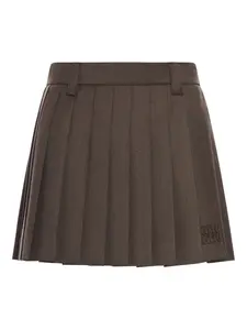 Плиссированная коричневая юбка Miu Miu