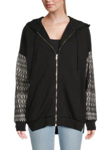 Толстовка с капюшоном на молнии с приспущенным плечом M Missoni, черный/белый