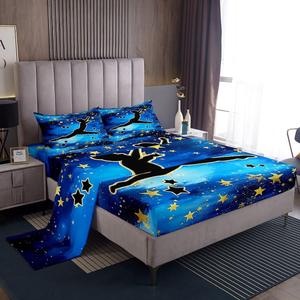 Erosebridal Комплект постельного белья Glitter для девочек с градиентным синим дизайном и спортивной гимнастической тематикой, Navy Blue Gold