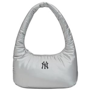 Полиуретановая сумка через плечо женская серебристая MLB