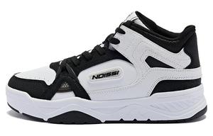 Женские противоскользящие износостойкие кроссовки для скейтбординга Mid Top черно-белые QIAODAN