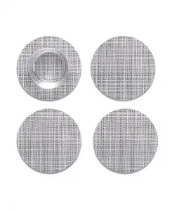 Набор из 4 миниатюрных круглых подставок под стаканы с плетеным узором Chilewich, Mist