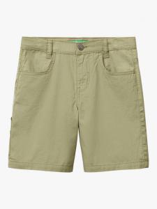 Детские хлопковые шорты с четырьмя карманами Benetton, Olive Green